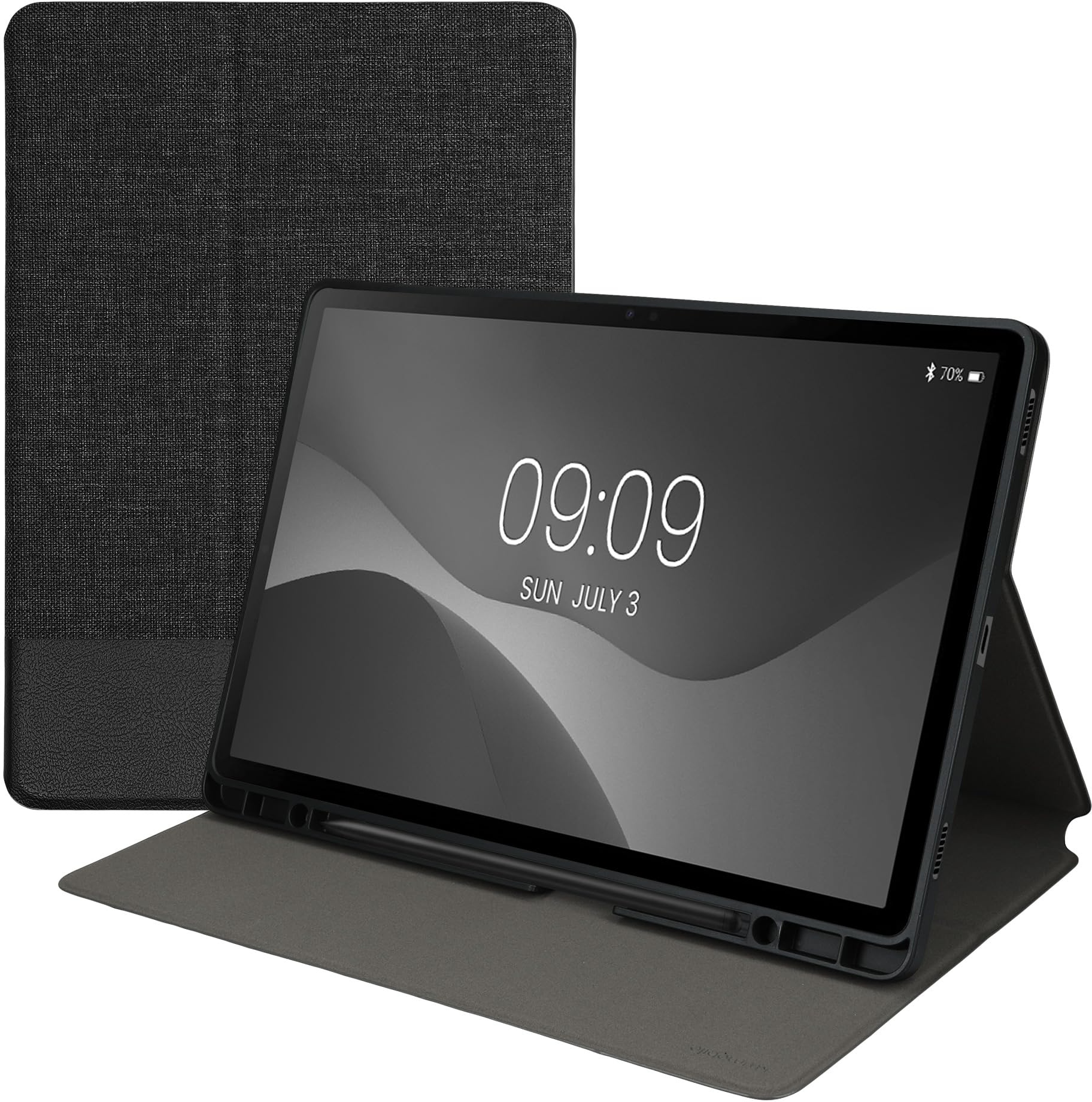 kwmobile Schutzhülle kompatibel mit Samsung Galaxy Tab S9 + / S9 FE Plus - Hülle Slim - Tablet Cover Case mit Ständer Anthrazit Schwarz