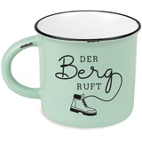 Grafik-Werkstatt Kaffeetasse vintage| Keramik Becher zum verschenken | 400 ml | alpin | Der Berg ruft, Grün
