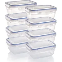 GRIZZLY Kunststoff Frischhaltedosen Set, 8x Vorratsdosen mit Deckel, rechteckig,