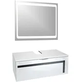 Vladon Waschbeckenunterschrank, Schwarz Hochglanz, Holzwerkstoff, 96x36x51 cm, Badezimmer, Badezimmerschränke, Waschbeckenunterschränke