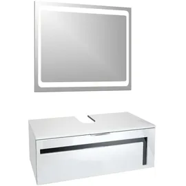 Vladon Waschbeckenunterschrank, Schwarz Hochglanz, Holzwerkstoff, 96x36x51 cm, Badezimmer, Badezimmerschränke, Waschbeckenunterschränke