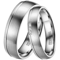 DOOSTI Trauring Schmuck Geschenk Edelstahl Trauring Ehering Partnerring LIEBE, Made in Germany, wahlweise mit oder ohne Zirkonia silberfarben 62