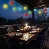 MARELIDA LED Solar Lichterkette LAMPIONS - 10 bunte 8 Funktionen - Lichtsensor - bunt