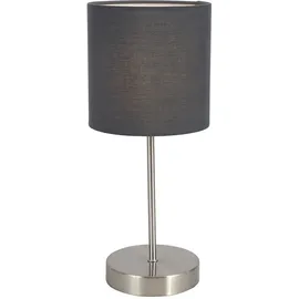 ETC Shop Tischleuchte Tischlampe Wohnzimmer Leselampe Textilschirm Nachttischlampe, anthrazit Ambiente-Licht, 1x E14, DxH 15x35 cm