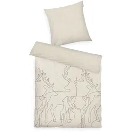 Tom Tailor HOME "Lennart in Gr. 135x200, 155x220 oder 200x200 cm, ideal für Weihnachten", beige (natur), B/L: 135cm x 200cm, 1 Stk., 1 Stk., Flanell, B/L: 80cm x 80cm, 2 Stk.