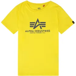 T-Shirt ALPHA INDUSTRIES "Alpha Industries Kids - T-Shirts Basic T Kids/Teens", Mädchen, Gr. 10, gelb (empire gelb), Obermaterial: 100% Baumwolle, Kurzarm, Shirts