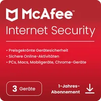 McAfee Internet Security 2025 3 Geräte 1 Jahr DE Win Mac Android iOS