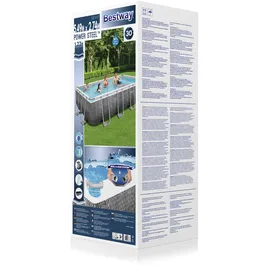 BESTWAY Power Steel Frame Pool Set 549 x 274 x 122 cm inkl. Filterpumpe grau Rattanoptik