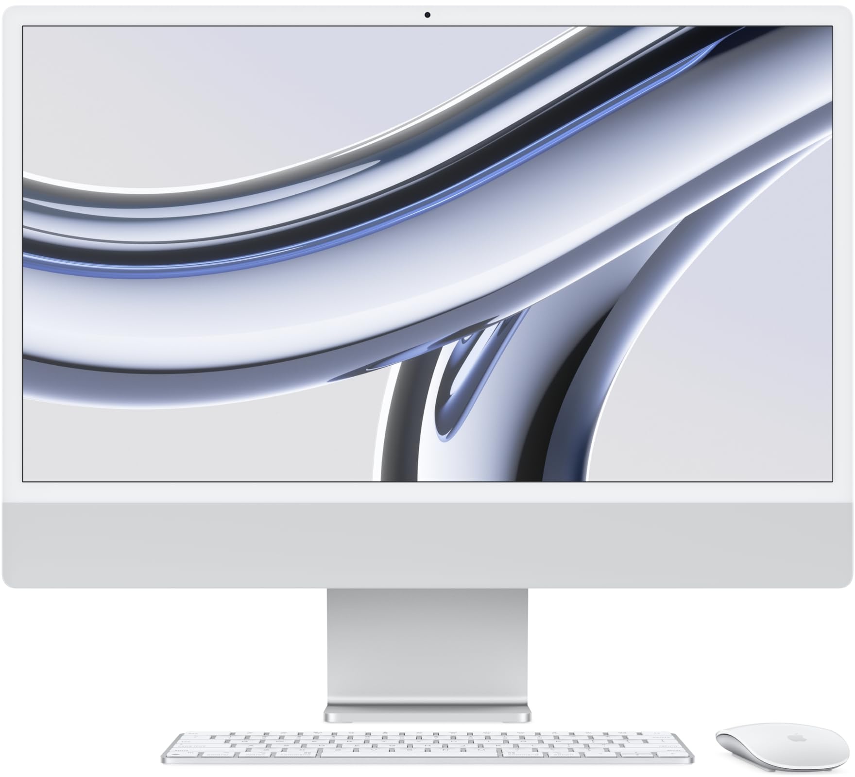 Apple 2023 iMac All-in-One Desktop-Computer mit M3 Chip: 8-Core CPU, 8-Core GPU, 24" 4.5K Retina Display, 16 GB gemeinsamer Arbeitsspeicher, 256 GB SSD Speicher, passendes Zubehör. Silber