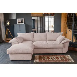 KAWOLA Ecksofa DAMETO Pink Cord mit Schlaffunktion