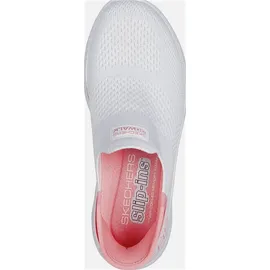SKECHERS Go Walk 7 - Mia Weißes Textil, neonrosa Besatz, 37