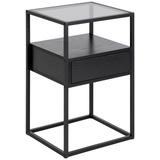 VCM Mid.you Nachtschrank Actona Randolf Schwarz, Holzwerkstoff, 1 Schubladen, 40x60x35 cm - Grau