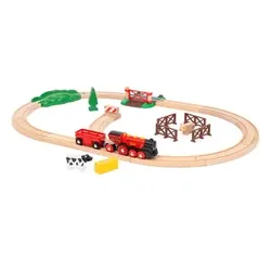 BRIO® WORLD Holzeisenbahn Rote Lola Bauernhof Zugset