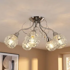 GLOBO Kristallleuchte 5 flammig Acrylkristalle klar Metall silber chrom