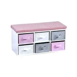 KESPER Sitzbank Kinder-Sitzbank Weiß/Grau/Rosa 68 x 29,5 x 33 cm