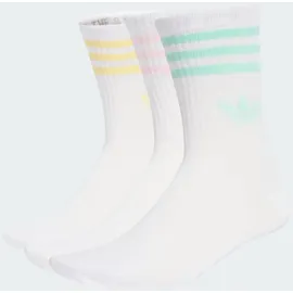 adidas 3-Streifen Crew Socken 3-Paar Weiß/Clear Pink/Clear Mint/Almost Gelb S