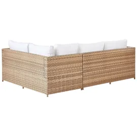 Beliani Avola Loungeset Rattan hellbraun/cremeweiß