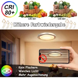 NAIZY Deckenleuchte φ50x8cm Deckenleuchten mit Fernbedienungen Modern Lampe Wohnzimmer Küchenlampe ABS+Metall
