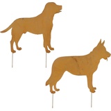 Mica Decorations Mica Gartenstecker Hund rost 54 x 56 cm 2 verschiedene Motive