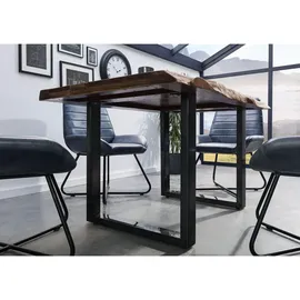 MASSIVMOEBEL24.DE Baumtisch 140 x 77 x 90 cm grau gebeizt