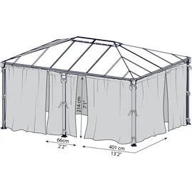 CANOPIA Pavillonseitenteil 401 x 2,14 m Grau
