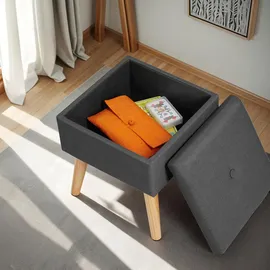 Tectake tectake® Sitzhocker mit Stauraum, quadratisch, gepolstert, in Leinenoptik