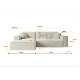 altdecor Ecksofa, Grün, Textil, 6-Sitzer, L-Form, Ottomane rechts, 266x169 cm, Wohnzimmer, Sofas - Couches, Wohnlandschaften, Ecksofas