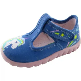 Fischer Markenschuh Einhorn Hausschuh Blau 25
