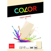 KORES Elco 74616.41 Color Verpackung mit 100 Blatt Büropapier, A4, 80g, hellchamois, Fenster: nein