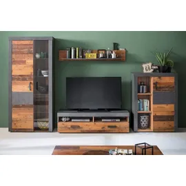 trendteam Indy Kastenmöbel-Sets grau Graphit matera, Old Wood farben) Wohnwände mit Glaseinsatz