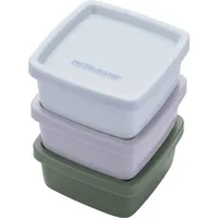 Fackelmann Snacking-Boxen eckig 3-teilig beige/grün/grau/hellblau
