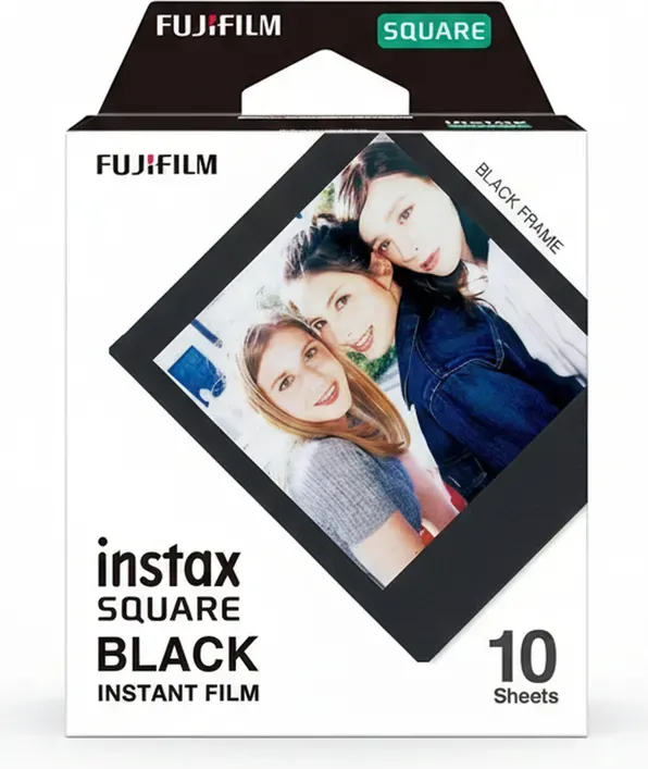 Fujifilm Instax SQUARE Sofortbildfilm, Schwarzer Rand, 1*10 Blatt, Geeignet für alle Instax SQUARE Kameras und Drucker