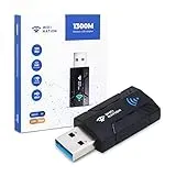 WiFi Nation® WLAN-Dongle 1300 Mbit/s WLAN-Adapter, 2,4 G/5 G, Dual Band, Mini USB 3.0, 802.11ac, kabelloser Netzwerkadapter für PC, Desktop, Laptop, Windows, MacOS und die meisten Linux Distros