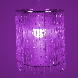 ETC Shop Hängelampe Hängeleuchte Kinderlampe Pendelleuchte Kinderzimmerleuchte, Kristalldekor Textilschirm pink, 1x E27 Fassung, Dxh 22,5x129cm