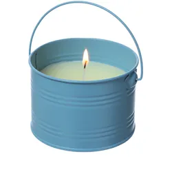 Duftkerze CITRONELLA - Outdoor Echtwachskerze im Metalleimer - H: 8cm - hellblau
