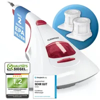 CLEANmaxx Milbensauger | Effektive Allergenbekämpfung und Sterilisation in einem durch UV-C-Licht und Feinstaubfilter | Chemiefrei und sicher für Bett, Matratze etc. | Waschbarer Feinstaubfilter