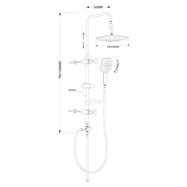 a&n&a aQualine Aqualine KERA Duschsäule mit Armaturenanschluss, Schwarz matt - Duschgarnitur