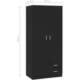 vidaXL Kleiderschrank Schwarz 80x52x180 cm Holzwerkstoff