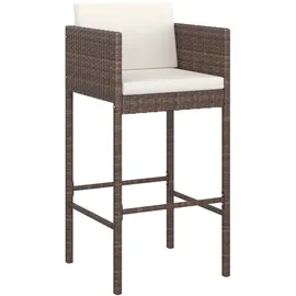 vidaXL 3-tlg. Gartenbar-Set mit Kissen Poly Rattan Braun