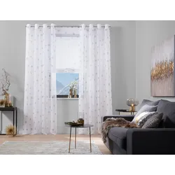 Gardine MY HOME "Stern" Gr. 2, grau, B:140cm H:175cm, Polyester, Gardinen, Transparent, Voile, Polyester