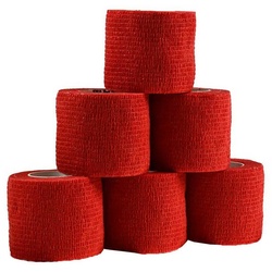 meDDio Bandage 1/3/6 Haftbandagen Größe+Farbe wählbar, 6 Stück 5 cm rot rot