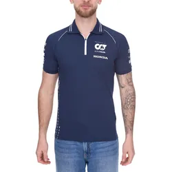 ALPHATAURI Formel 1 F1 Herren Baumwoll-Shirt Polo-Shirt Freizeit-Shirt SAT23024 Dunkelblau - S