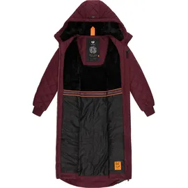 Ragwear Damen, Wintermantel Warmer Steppmantel extralang mit Kapuze Niran Wine Red Gr. XS - XS