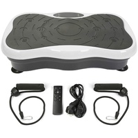 Vibrationsplatte, Sportgerät mit Bluetooth, Fitnessgeräte, Vibrationsgeräte für Ganzkörpertraining zu Hause, LCD Rüttelplatte+Fernbedienung+2 Widerstandsbänder (schwarz-weiß)
