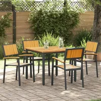 VidaXL Gartenstühle 4 Stk. Stapelbar Schwarz Massivholz Akazie Metall