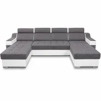 Ecksofa GERI U-XXL mit Schlaffunktion U-Form Bettkasten Kopfstützen Stoffwahl 19