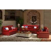 JVmoebel Sofa Ledersofa Couch Wohnlandschaft 3+2 Sitzer Garnitur Modern Sofa neu, Made in Europe rot