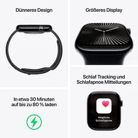 Apple Watch Series 10 GPS + Cellular 42 mm Titangehäuse natur Sportarmband steingrau S/M