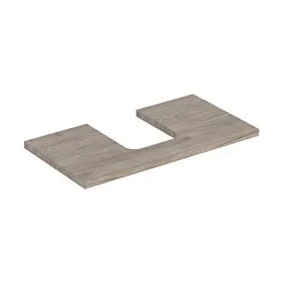 Geberit One Waschtischplatte, Ausschnitt mittig, für Aufsatzwaschtisch Schalenform, 75cm - Nussbaum hickory/Melamin Holzstruktur,