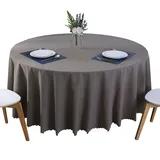 BHOMTY Runde schmutzabweisende Tischdecke Baumwoll-Leinen-Tischdecke Wasserfeste, Pflegeleichte Oberfläche Dunkelbraun Durchmesser 160 cm